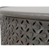 Bristol Hand Carved Indian Solid Wood Round Coffee Table With Jali (Grey)